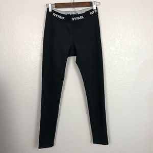 Ivy Park Athletic Logo Black Leggings Size Medium Women’s Low Rise Full Length